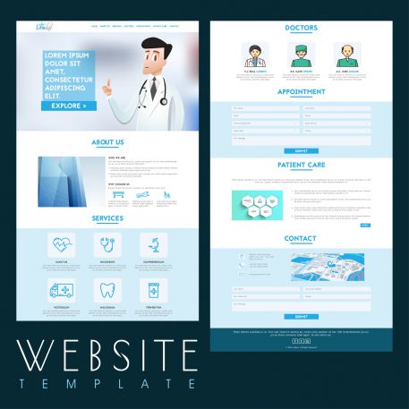 Creative Website Template layout for Health and Medical concept.